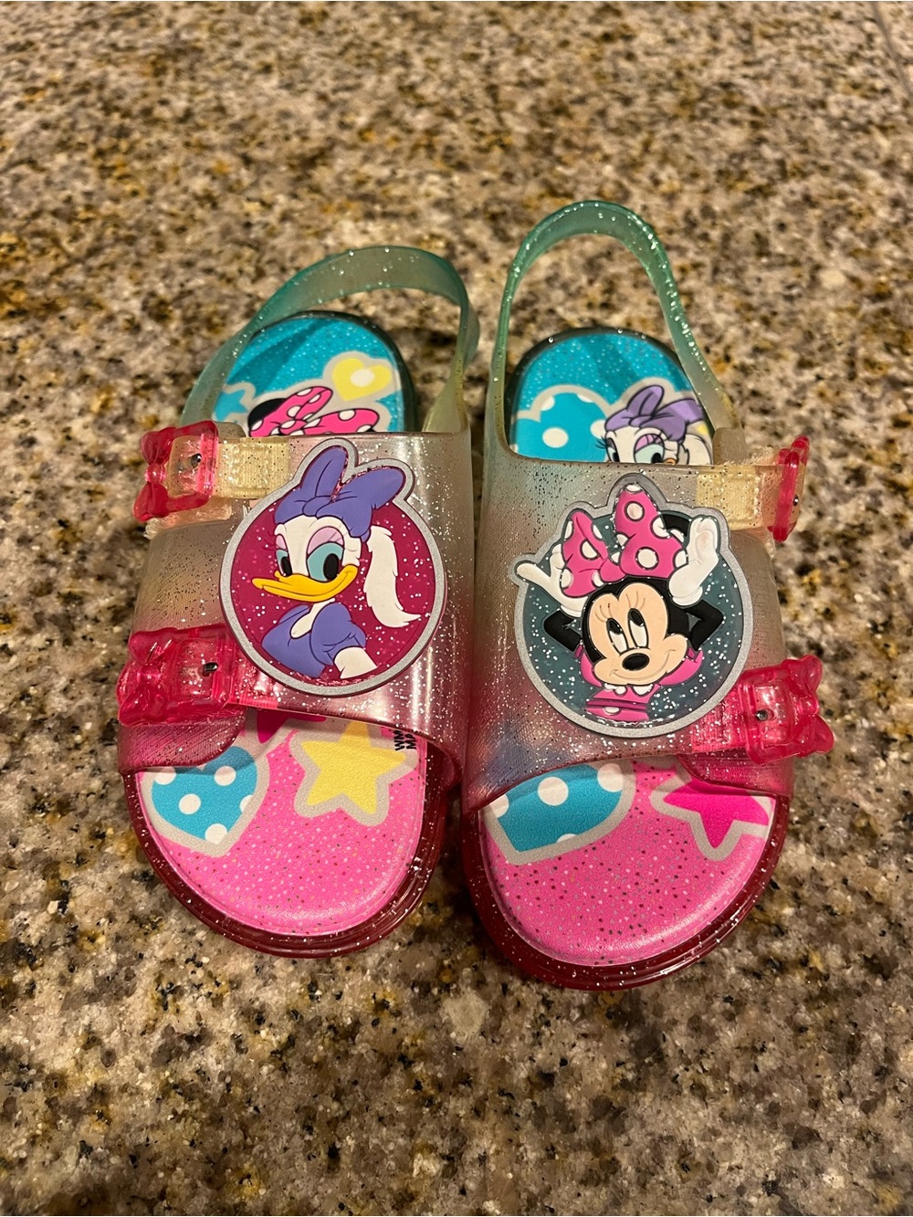 Toddler Minnie & Daisy Glitter Pink Jelly Sandals